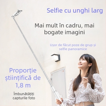 Bluetooth selfie stick cu deschidere automată, suport din aliaj pentru telefon, trepied de podea pentru streaming live