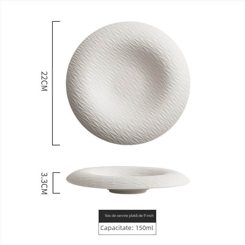 Farfurie rotundă din ceramică, model cu dungi, stil japonez pentru sashimi, compatibilă cu microunde