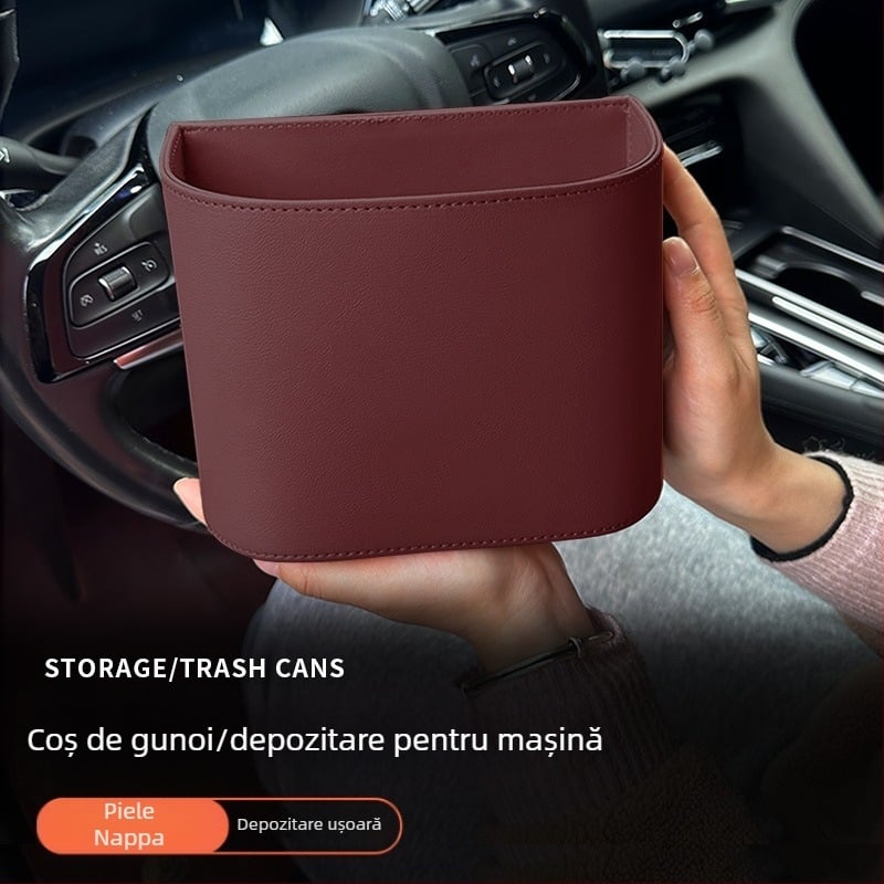 TIHOM Cutie de depozitare pentru spatele scaunului, pentru prindere prin agățare – Organizator interior multifuncțional, din rășină sintetică și piele naturală, utilizare universală în mașină