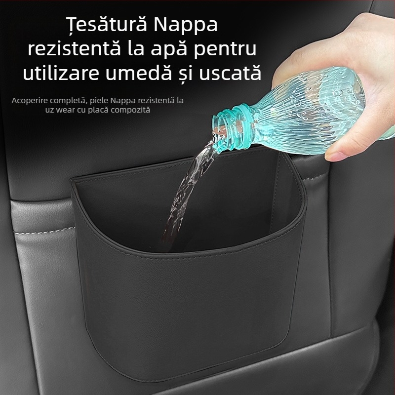 TIHOM Cutie de depozitare pentru spatele scaunului, pentru prindere prin agățare – Organizator interior multifuncțional, din rășină sintetică și piele naturală, utilizare universală în mașină