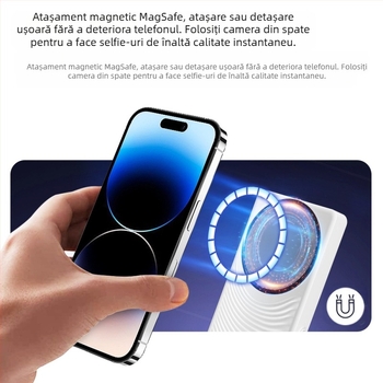 Suport magnetic pentru telefon cu temporizator pentru selfie și telecomandă, stabilizare anti-tremur, Bluetooth, corp din plastic, personalizabil