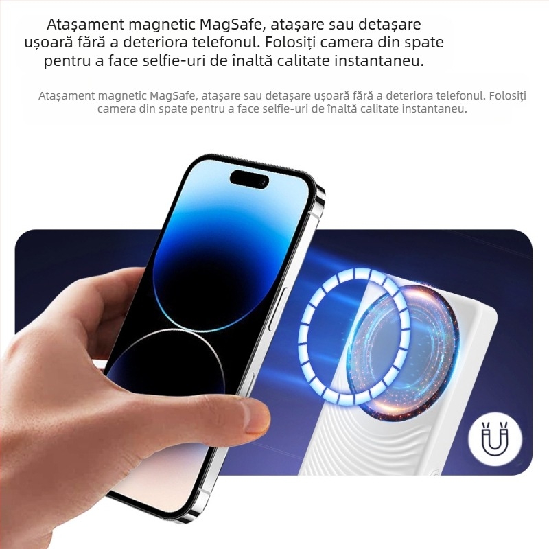 Suport magnetic pentru telefon cu temporizator pentru selfie și telecomandă, stabilizare anti-tremur, Bluetooth, corp din plastic, personalizabil