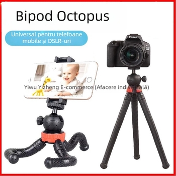 Suport de filmare de sus cu trepied caracatiță pentru telefon/DSLR — portabil, extensibil pentru selfie, silicon, design IP