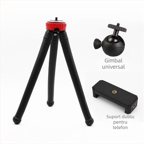 Suport de filmare de sus cu trepied caracatiță pentru telefon/DSLR — portabil, extensibil pentru selfie, silicon, design IP
