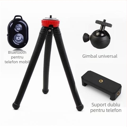 Suport de filmare de sus cu trepied caracatiță pentru telefon/DSLR — portabil, extensibil pentru selfie, silicon, design IP