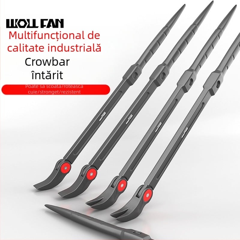 Crowbar cu tijă rotundă, capete rotund și plat, oțel cu carbon, unealtă de reparații auto