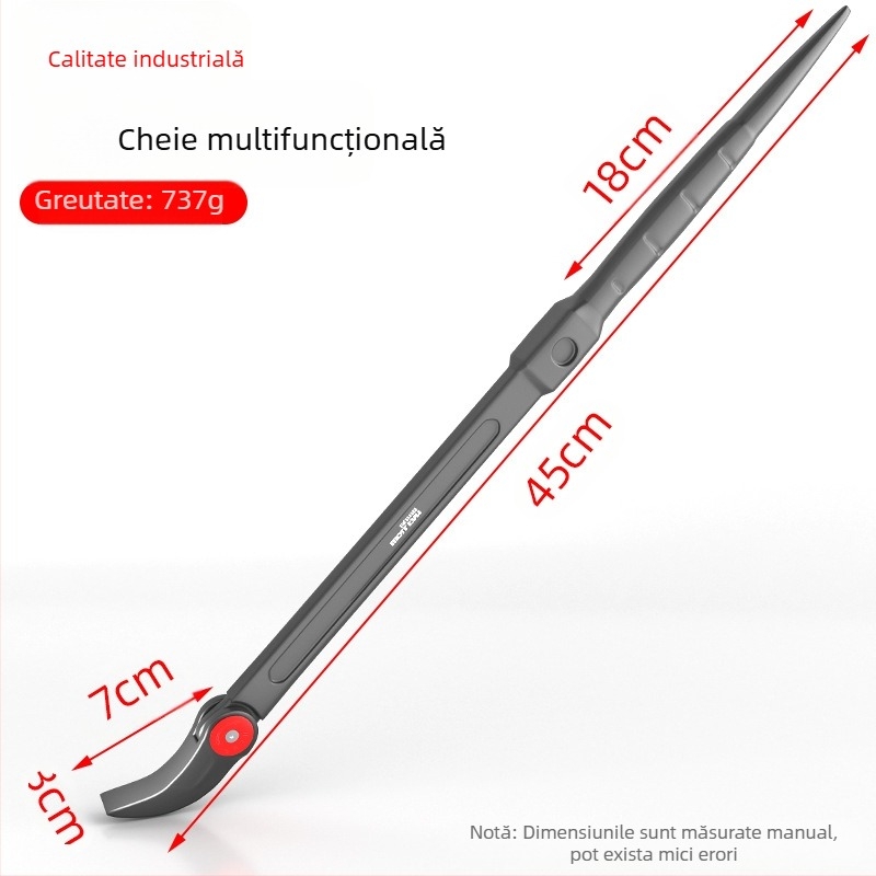 Crowbar cu tijă rotundă, capete rotund și plat, oțel cu carbon, unealtă de reparații auto