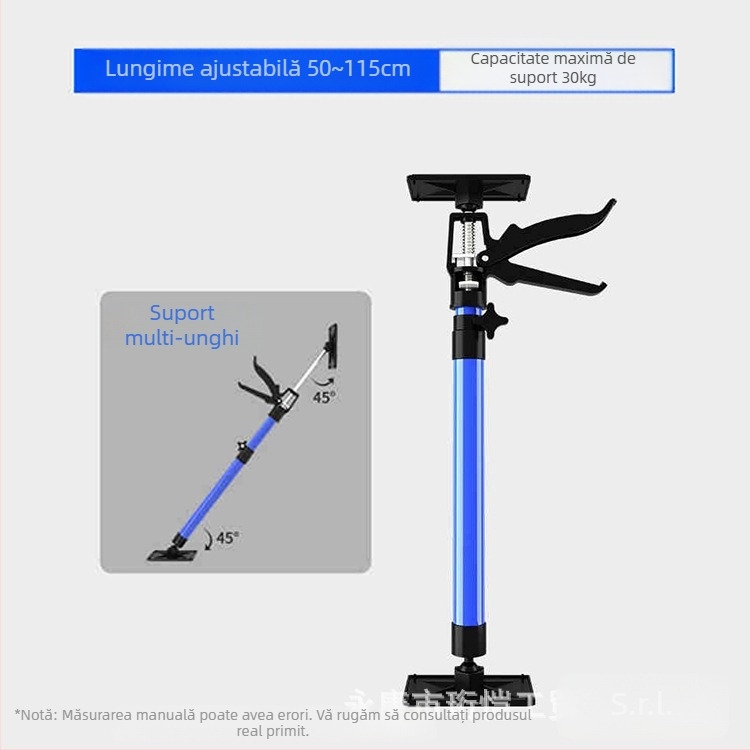 Suport de montaj pentru dulapuri suspendate, cu tijă telescopică, suport pentru gips-carton și unelte de tâmplă pentru plafon