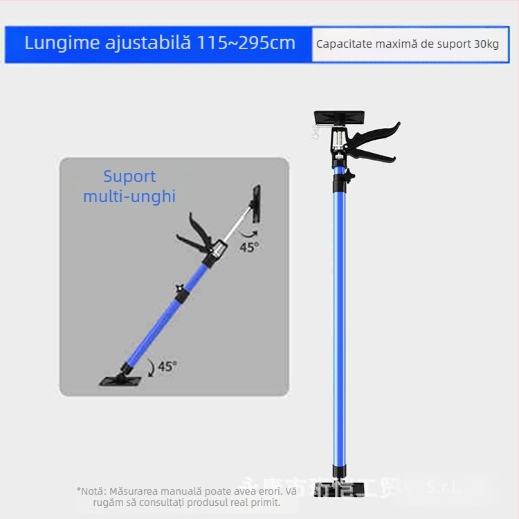 Suport de montaj pentru dulapuri suspendate, cu tijă telescopică, suport pentru gips-carton și unelte de tâmplă pentru plafon