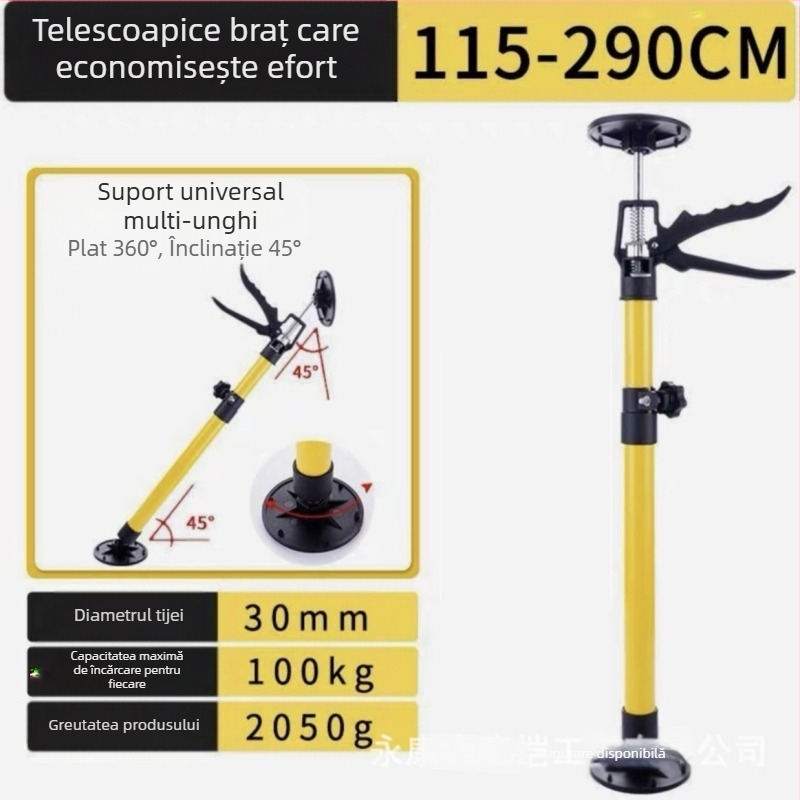 Suport de montaj pentru dulapuri suspendate, cu tijă telescopică, suport pentru gips-carton și unelte de tâmplă pentru plafon