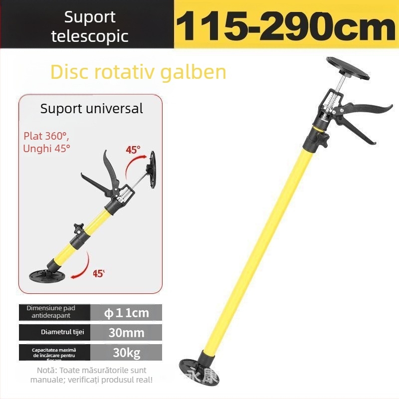 Suport de montaj pentru dulapuri suspendate, cu tijă telescopică, suport pentru gips-carton și unelte de tâmplă pentru plafon