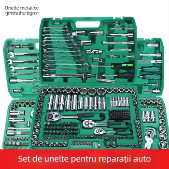 Metal tiger Set de unelte pentru reparatii auto cu cheie cu soclu și capete, oțel crom-vanadiu, pentru reparații auto și mecanice