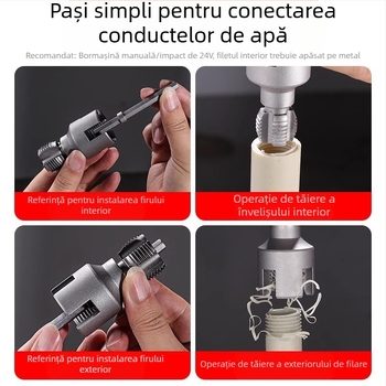 Instrument de filetare pentru conducte PPR, cu filetare internă și externă integrată — compatibil cu 1/2\" și 3/4\" conducte, pentru reparații casnice și bricolaj
