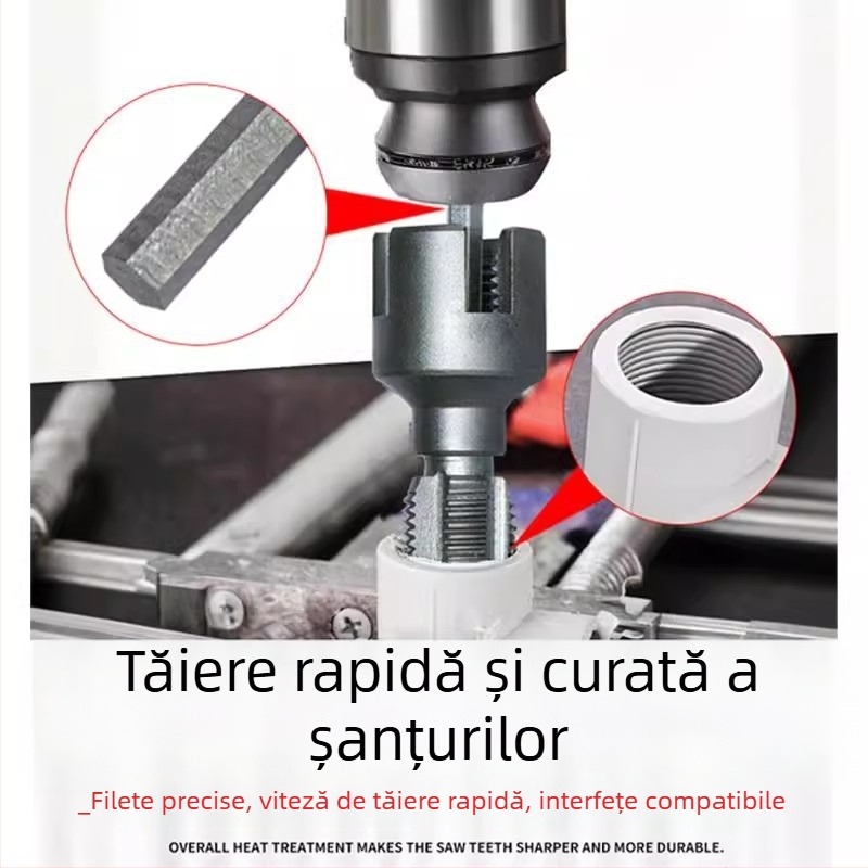 Instrument de filetare pentru conducte PPR, cu filetare internă și externă integrată — compatibil cu 1/2\" și 3/4\" conducte, pentru reparații casnice și bricolaj