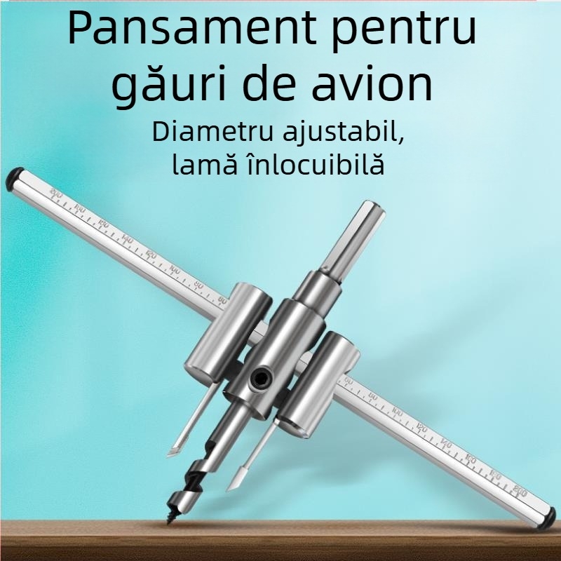 Burghiu reglabil pentru deschiderea găurilor, din aliaj de calitate aerononautică – pentru lemn, plăci de gips, downlight și plastic