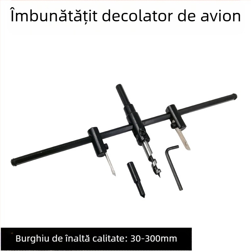 Burghiu reglabil pentru deschiderea găurilor, din aliaj de calitate aerononautică – pentru lemn, plăci de gips, downlight și plastic
