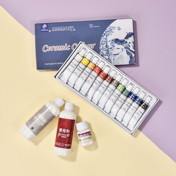 Kit de pigmenți ceramici Fun Pottery pentru pictură ceramică, 12 pigmenți, capacitate 1, utilizare: pictură ceramică