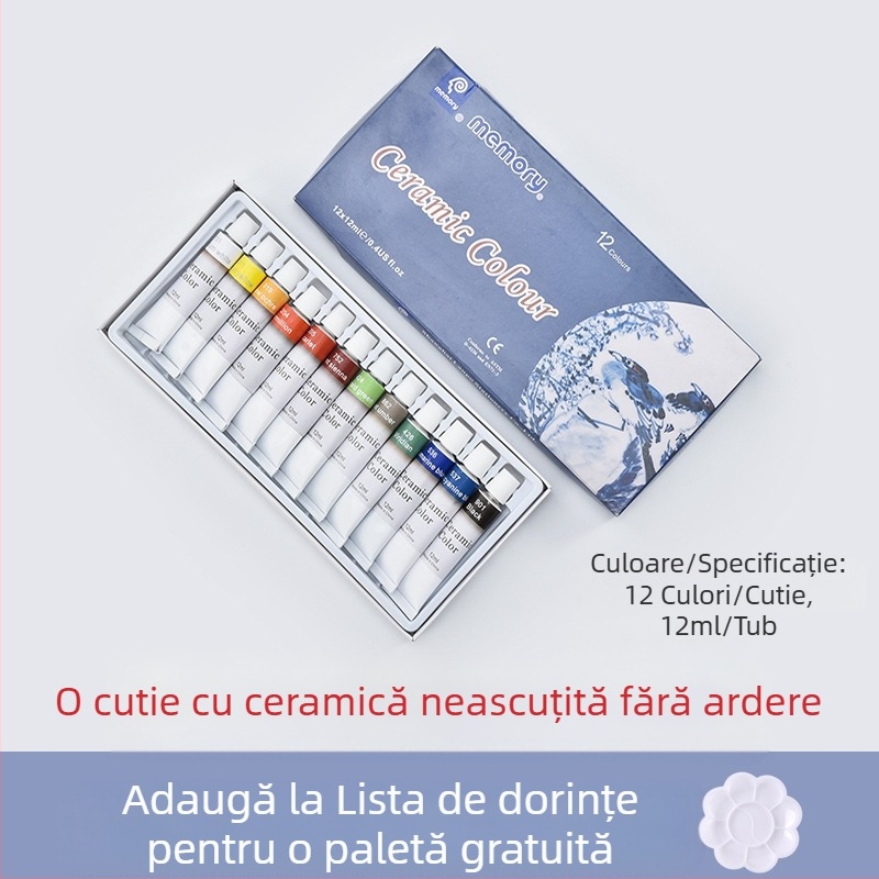 Kit de pigmenți ceramici Fun Pottery pentru pictură ceramică, 12 pigmenți, capacitate 1, utilizare: pictură ceramică