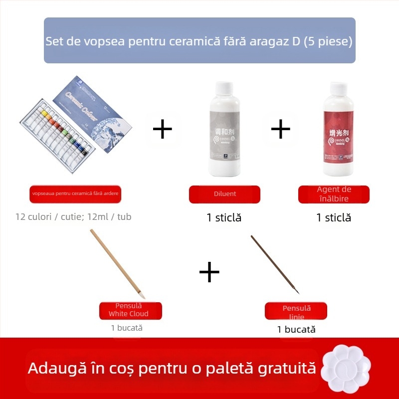 Kit de pigmenți ceramici Fun Pottery pentru pictură ceramică, 12 pigmenți, capacitate 1, utilizare: pictură ceramică