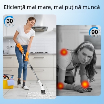 Perie de curățare electrică, fără fir, 9 în 1, cu braț telescopic pentru baie (9-in-1, wireless, electric, telescopic, baie)