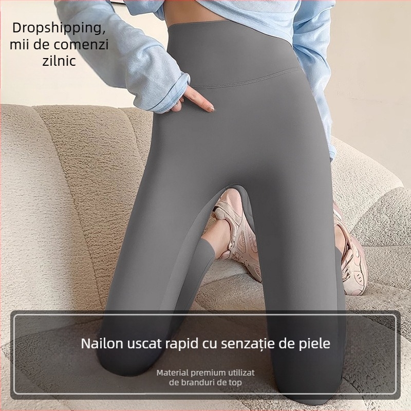 Legging feminin fără cusături, talie înaltă, ridicare a șoldurilor, pentru toate anotimpurile; compoziție 82,5% poliester, 17,5% elastan; pentru alergare, fitness și yoga.