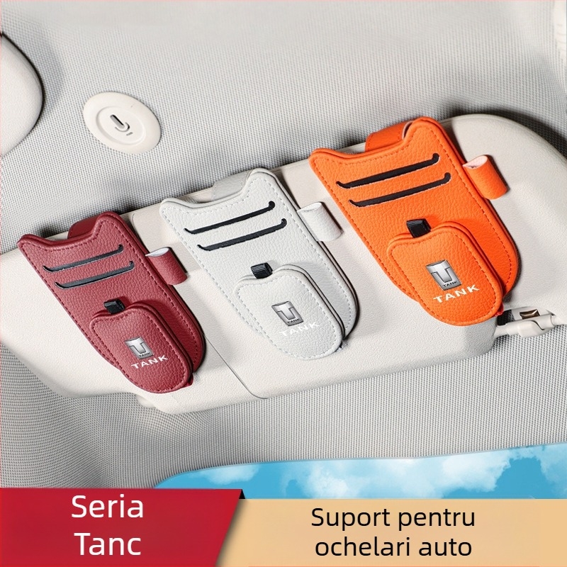 Clip de vizor auto din PU, cu suport pentru ochelari, bilet și act de identitate, personalizabil