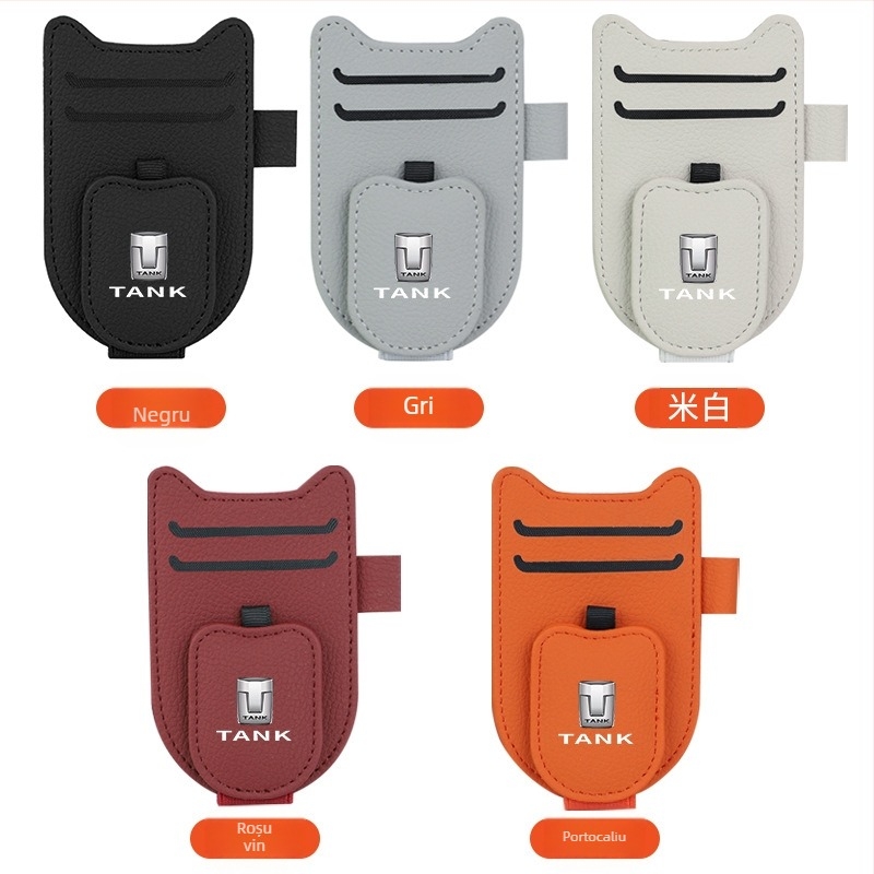 Clip de vizor auto din PU, cu suport pentru ochelari, bilet și act de identitate, personalizabil