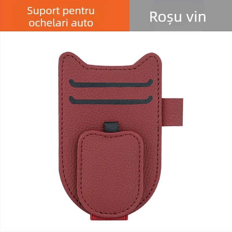 Clip de vizor auto din PU, cu suport pentru ochelari, bilet și act de identitate, personalizabil