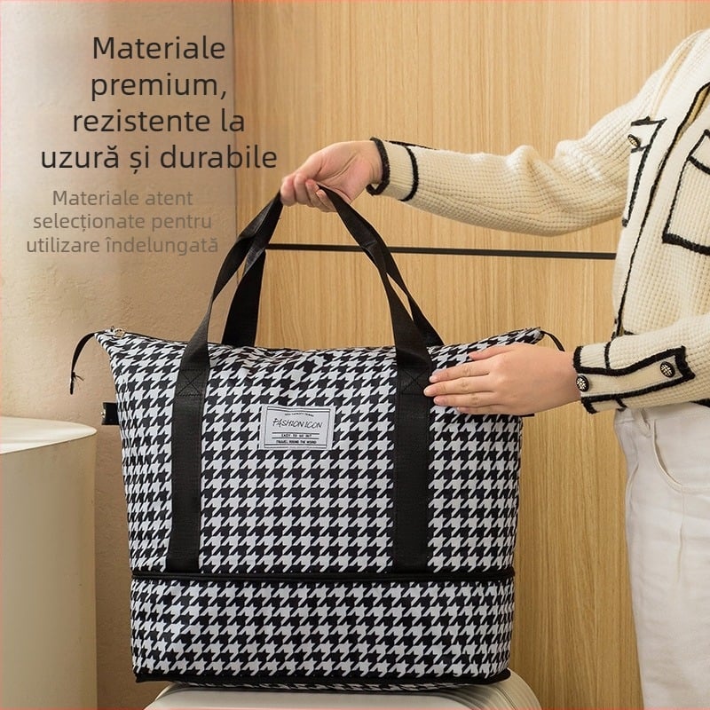 Geantă de voiaj, pliabilă pentru depozitare, material Oxford, căptușeală poliester, unisex, lansare primăvara 2025
