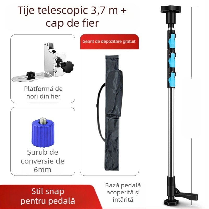 Nivel laser cu tijă telescopică de susținere și suport infraroșu multifuncțional, din aliaj de aluminiu întărit și oțel inoxidabil