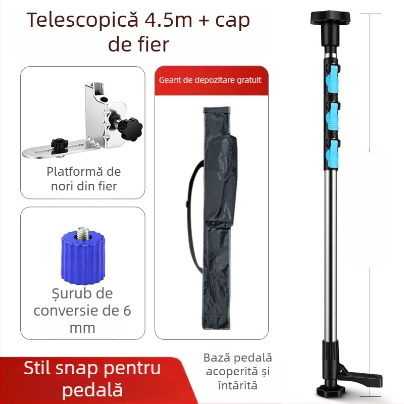 Nivel laser cu tijă telescopică de susținere și suport infraroșu multifuncțional, din aliaj de aluminiu întărit și oțel inoxidabil