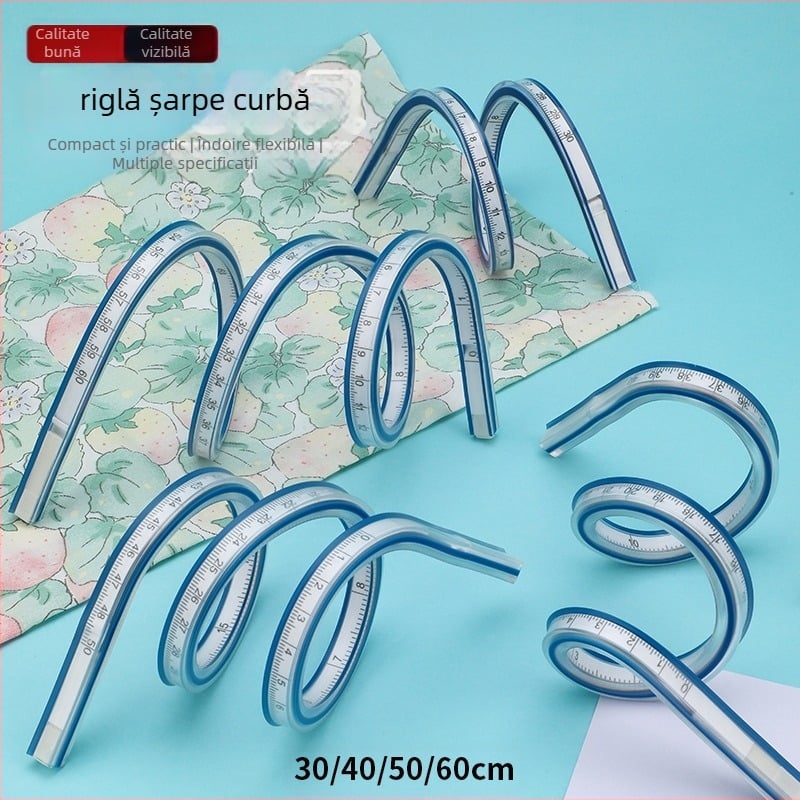 Riglă șarpe — din plastic, flexibil; greutate 89 g; ambalaj 19×9×1,5 cm