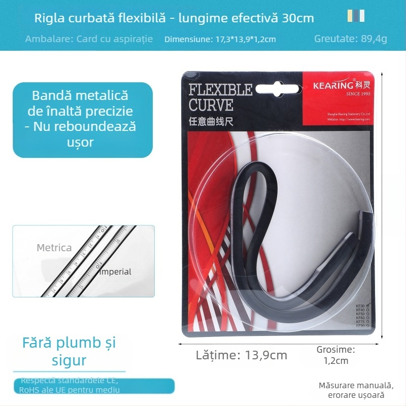 Riglă șarpe — din plastic, flexibil; greutate 89 g; ambalaj 19×9×1,5 cm