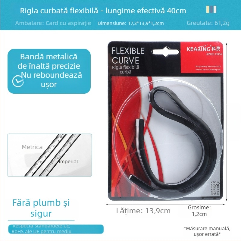 Riglă șarpe — din plastic, flexibil; greutate 89 g; ambalaj 19×9×1,5 cm