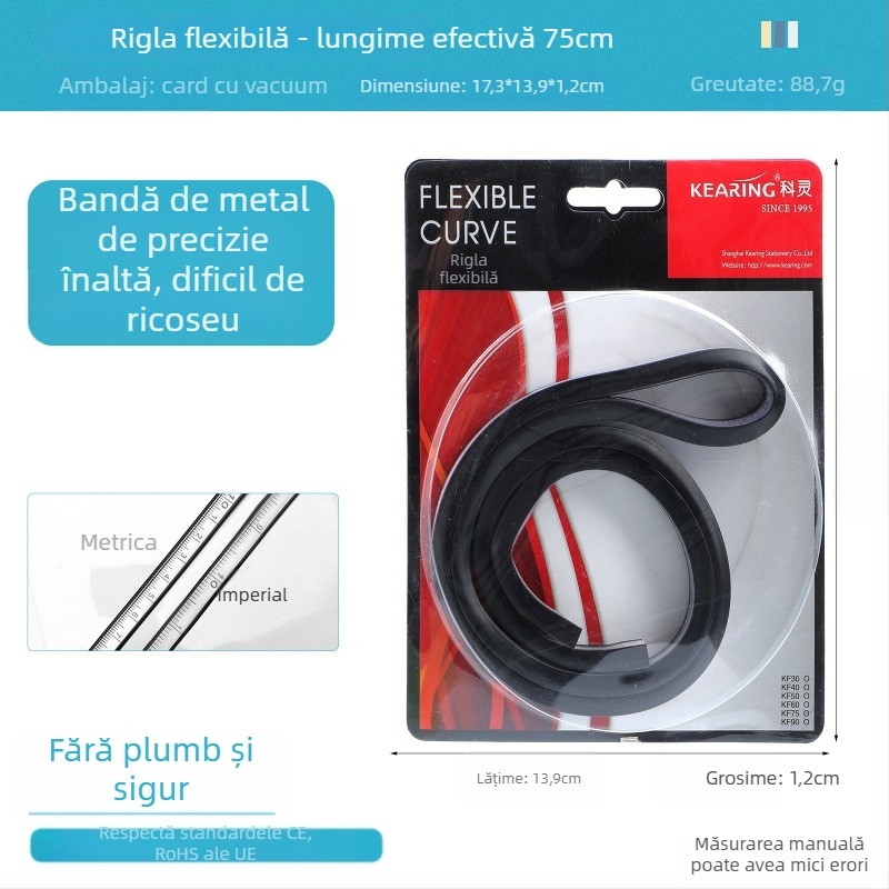 Riglă șarpe — din plastic, flexibil; greutate 89 g; ambalaj 19×9×1,5 cm