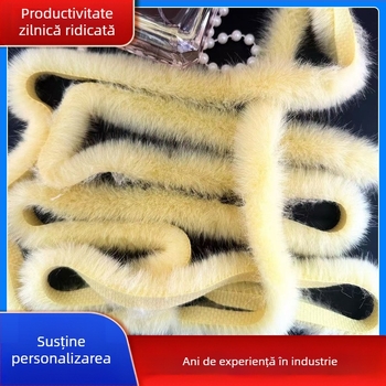 Fâșii din blană artificială de tip mink pentru DIY – margine brută, decor pentru haine și felinarelor palatului