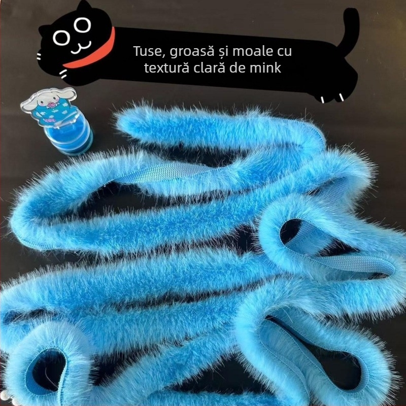 Fâșii din blană artificială de tip mink pentru DIY – margine brută, decor pentru haine și felinarelor palatului