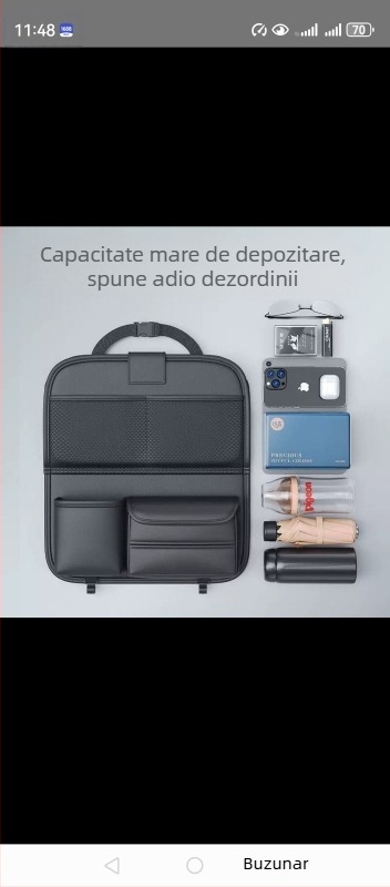 Organizator din piele pentru bancheta din spate a mașinii, cu masă pliabilă pentru dining, pernă anti-șoc, pentru toate sezoanele