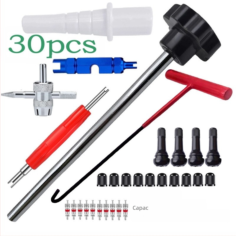 Set de unelte pentru montajul ventilului de la anvelope: demontare ventil cauciuc și montaj miez ventil – pentru reparații auto