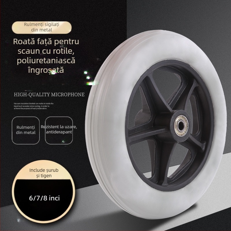 Roată frontală pentru scaun cu rotile, universală, din cauciuc, non-inflabilă, model YBK-011, brand Yibaikang