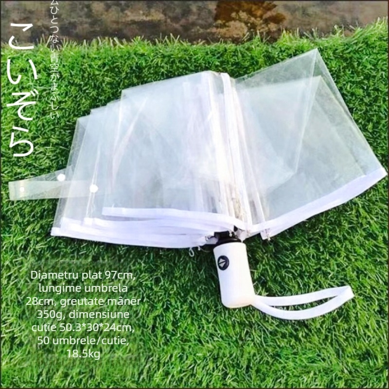 Yanyun umbrelă transparentă cu 16 nervuri, deschidere automată, mâner lung, personalizare DIY