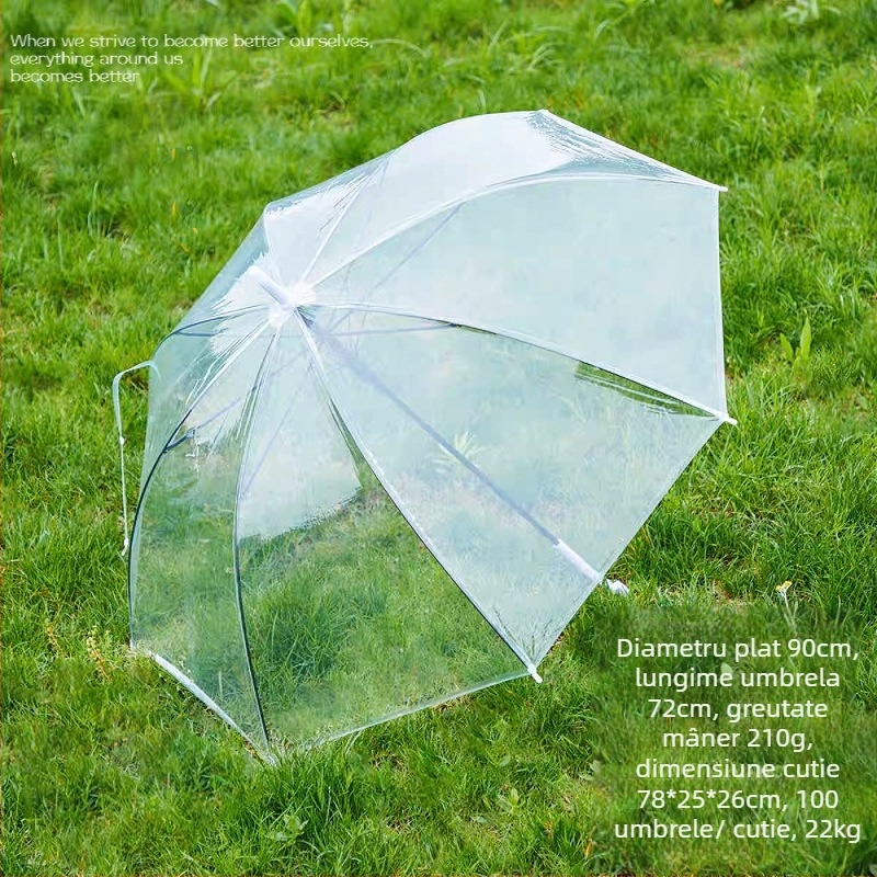 Yanyun umbrelă transparentă cu 16 nervuri, deschidere automată, mâner lung, personalizare DIY