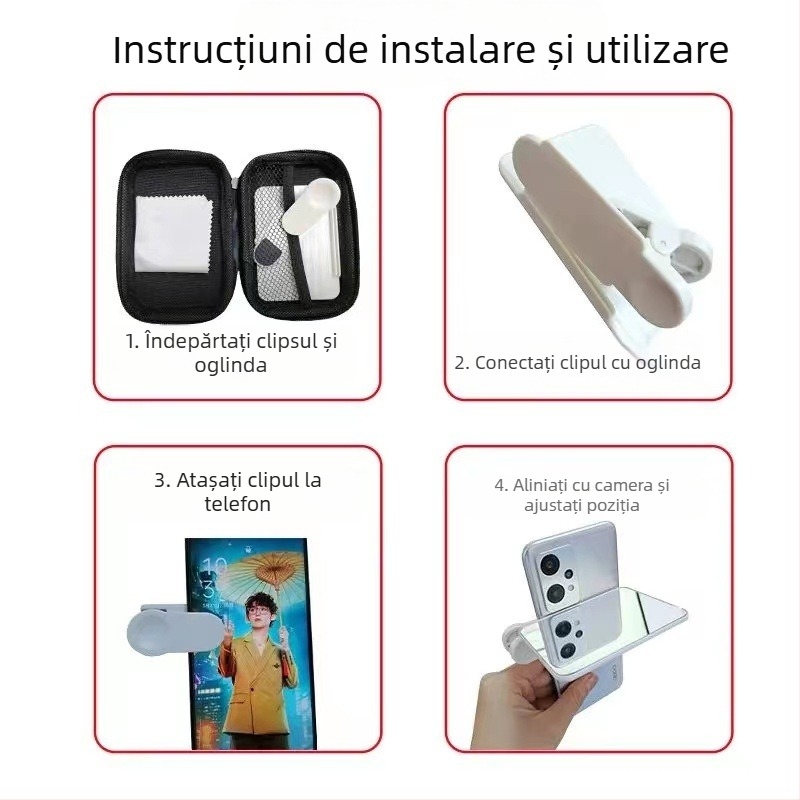TH-217 Lentilă clip-on universală pentru telefon – Reflexie selfie, efect Sky Mirror – Shenzhen
