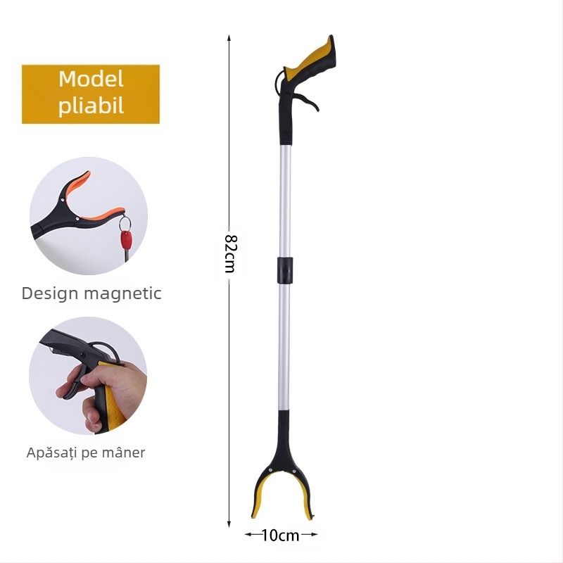 Lancai clește de colectare a deșeurilor extensibil, construcție metal-plastică, pentru igiena în gospodărie