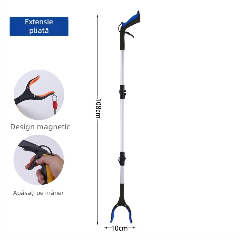 Lancai clește de colectare a deșeurilor extensibil, construcție metal-plastică, pentru igiena în gospodărie
