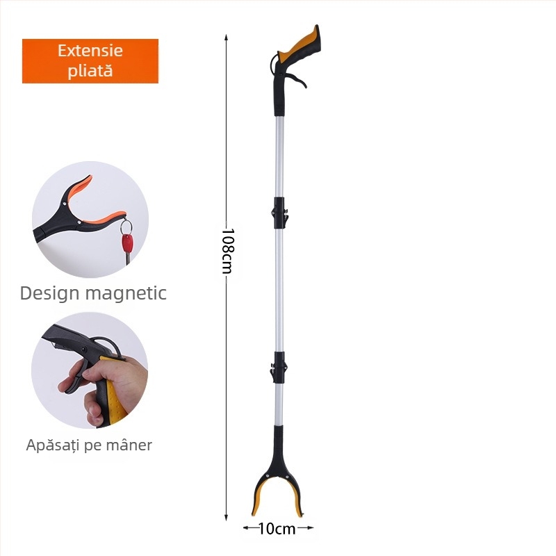 Lancai clește de colectare a deșeurilor extensibil, construcție metal-plastică, pentru igiena în gospodărie