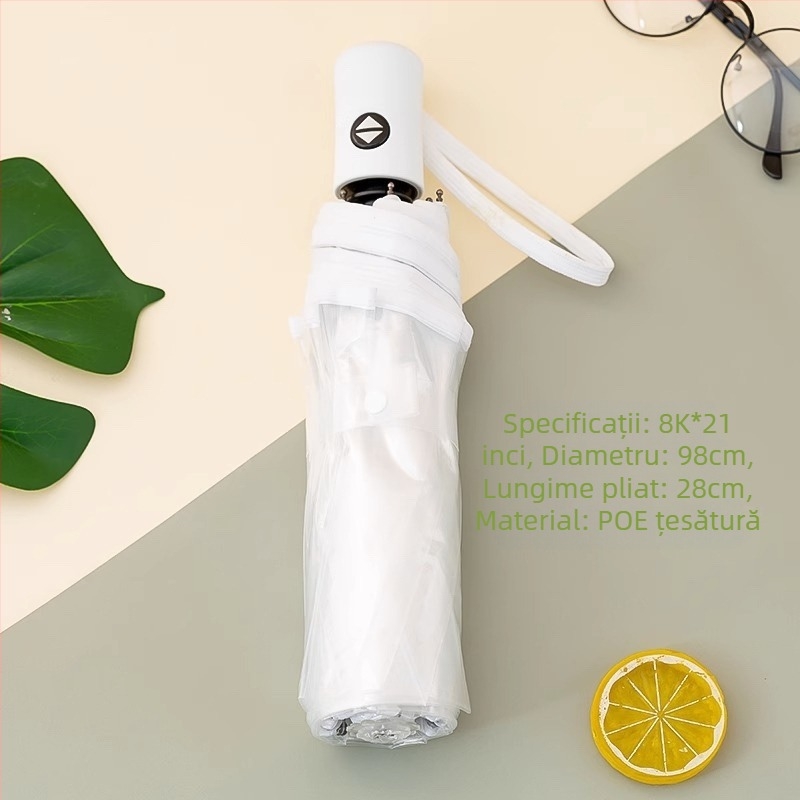 Umbrelă cu mâner lung, 16 spițe, deschidere automată, pânză transparentă din PVC, tijă dreaptă, imprimare logo și personalizare