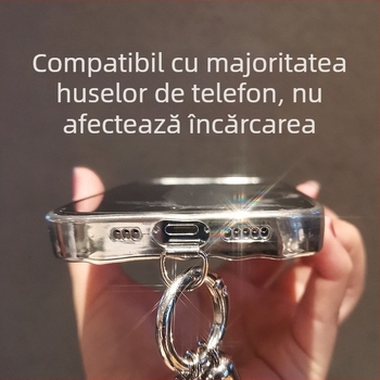 Lanier pentru telefon cu pandant metalic și cataramă metalică, unisex, șnur din bumbac elastic