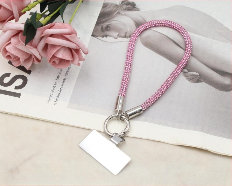 Lanier pentru telefon cu pandant metalic și cataramă metalică, unisex, șnur din bumbac elastic