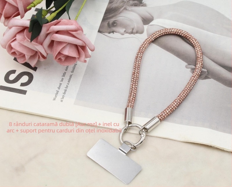 Lanier pentru telefon cu pandant metalic și cataramă metalică, unisex, șnur din bumbac elastic